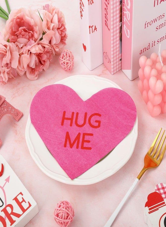 JarThenaAMCS مناديل ورقية من JarThenaAMCS، ٥٠ قطعة، مزينة بقلوب للمحادثة، للاستخدام مرة واحدة، مناسبة للعشاء والغداء، ولتزيين طاولات الحفلات. - Image 3